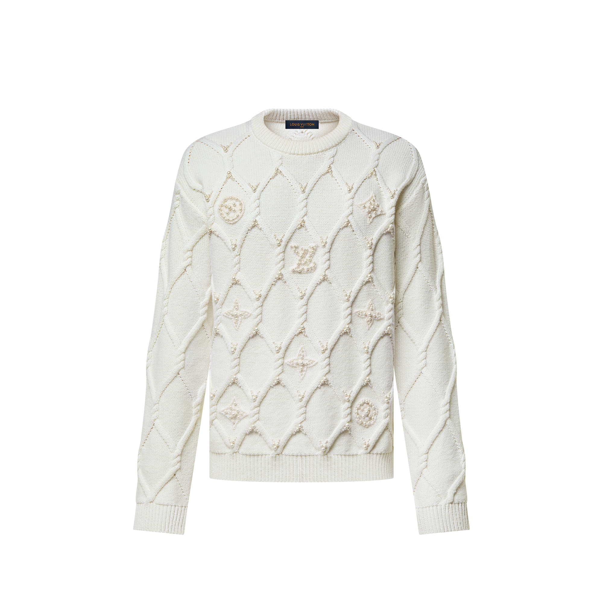 エンベリッシュドケーブルニットウールブレンドプルオーバー ｜ルイ